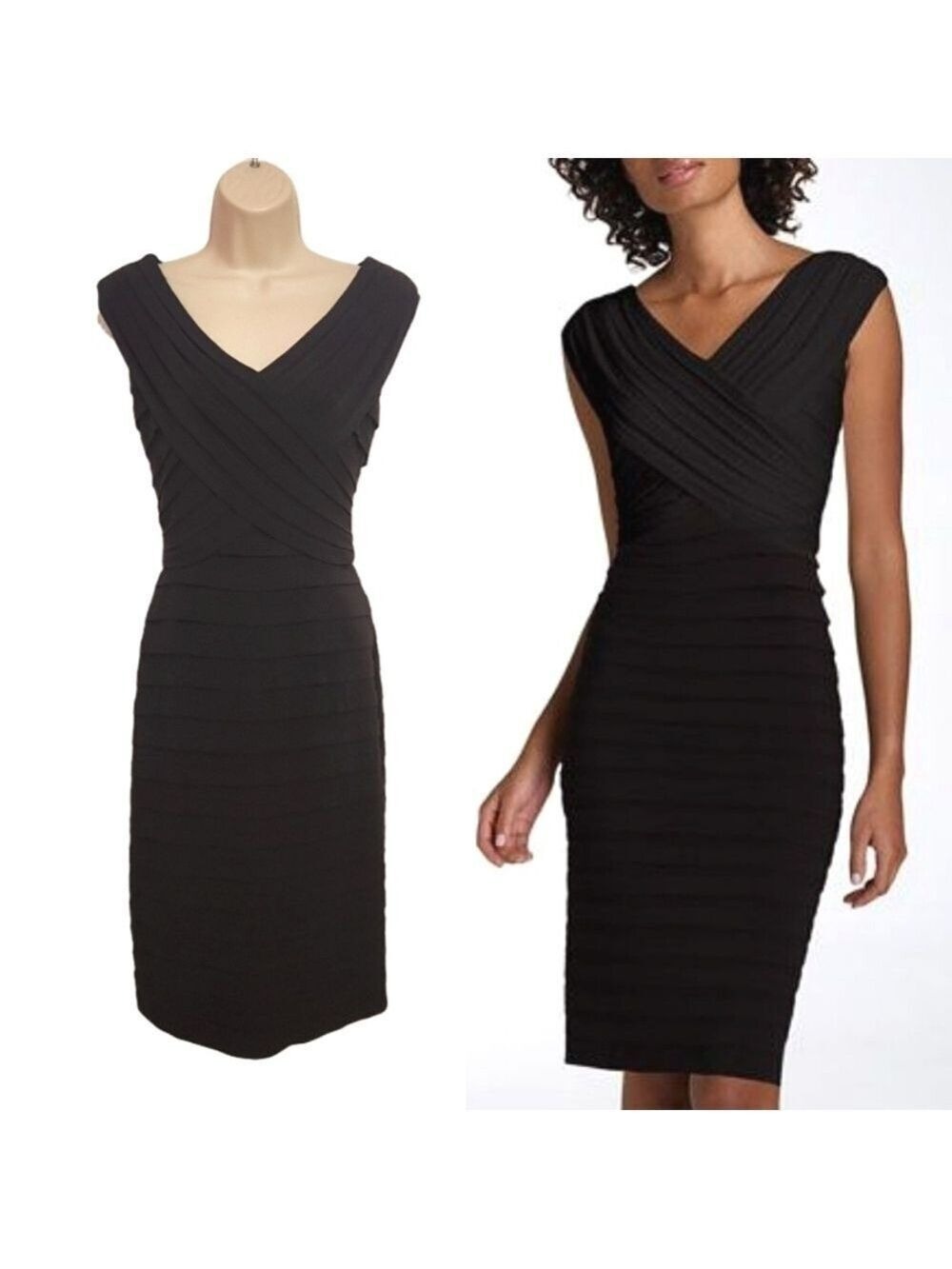 Adrianna Papell Black Sheath Dress Size 6